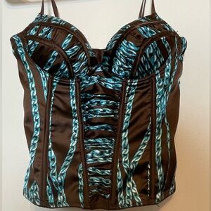 Stylish Brown and Blue Women's Corset Top